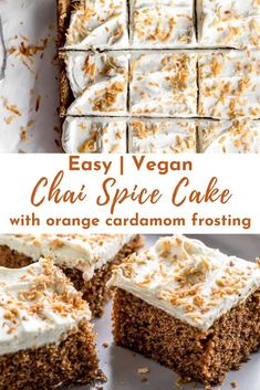 easy vegan chai spice cake with orange cardamo frosting