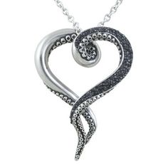 This Cool Piece Features An Octopus Tentacle Intertwining To Form A Heart. On One Half, The Tentacle Is Encrusted With Pieces Of Sparkling, Black Cubic Zirconias, While The Other Half Features Our Customary Clean Steel Look With Black Epoxy. 316l Stainless Steel With 188 Pcs Black Czs. Black Pouch Included. Pendant Size: W: 1.55" H: 2.15" Chain Length: 31" Alternative Earrings, Octopus Necklace, Octopus Pendant, Silver Jewelry Box, Gothic Necklace, Skull Jewelry, I Love Jewelry, Stainless Steel Necklace, Steel Jewelry