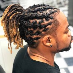 Men Locs Hairstyles Black Man Updo, Locs Ponytail Styles Men, Dread Barrel Styles Men, Professional Loc Styles Men, Mens Dreadlocks, Loc Styles For Men Short, Barrel Locs, Men’s Loc Styles, Dreadlocks For Men