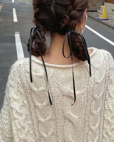 Cute Hair Styles For Work, Work Hair, Pigtail Braids, Ribbon Hairstyle, Hair Stylies, Work Hairstyles, Dream Hair, Hair Dye, Aesthetic Hair