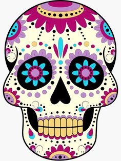 a sugar skull with colorful flowers on it