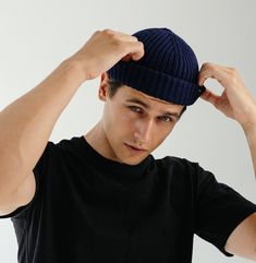 Navy Blue Fisherman Beanie. Merino Wool Ribbed Fisherman - Etsy Casual Ribbed Cap, Navy Casual Beanie Hat, Navy Winter Baseball Cap, Casual Ribbed Beanie, Casual Blue Ribbed Beanie, Winter Blue Baseball Cap One Size, Winter Blue Baseball Cap One Size Fits Most, Blue Winter Baseball Cap, One Size Fits Most, Casual Ribbed Beanie Hat