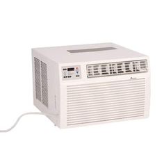 an air conditioner sitting on top of a white wall