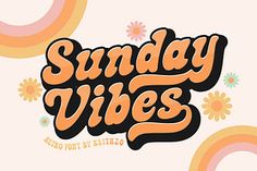 the sundaey vibes logo is shown in orange, pink and yellow colors