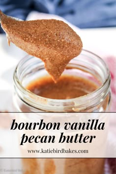 a spoon full of bourbon vanilla pecan butter