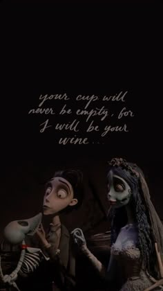 corpse and jack from the animated movie corpse is shown in front of a black background