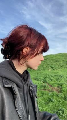 Cherry Hair Aesthetic, Ruby Hair Color, Red Hair Shades, Dark Cherry Hair, Black Cherry Hair Color, Red Hair With Bangs, Red Hair Color Ideas, Wine Hair Color, Cherry Red Hair