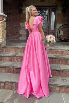 Pink Long Party Dress, Hot Pink Prom Dresses, Maroon Prom Dress, Red Mermaid Prom Dress, Hot Pink Prom Dress, Cap Sleeve Prom Dress, Prom Dresses Long Pink, Pink Prom Dress, Lace Formal Dress