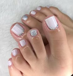 Wedding Toe Nails, Glitter Toe Nails, Pedicure Gel, Simple Toe Nails