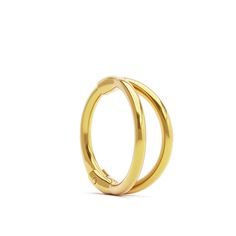 "An 18k gold vermeil cartilage hoop with a stacked double illusion design. The hoop features a durable clicker mechanism that makes it easy to insert and remove. Material Options:  * 18k gold vermeil (2.5 micron 18k gold on a solid sterling silver base) Measurements:  Inner diameter: 5/16\" (8mm) Gauge (wire thickness) : 18g (1mm)   Check out our shop:  https://www.etsy.com/shop/Umanativedesign?ref=shopsection_shophome_leftnav All of our Umanative Design jewelry are hand made with love <3 Thank Helix Ring, Helix Hoop, Cartilage Hoop, Body Jewelry Piercing, Gold Vermeil Jewelry, Nose Hoop, Cartilage Piercing, Helix, Cartilage Earrings