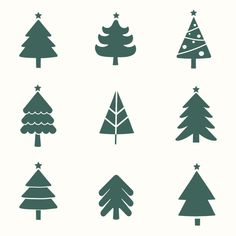 different types of christmas trees on a white background