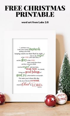 a christmas printable with the words free christmas printable on it and ornaments around