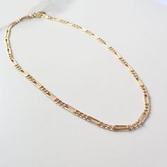 Figaro Chain Necklace, 14K Gold Filled Figaro Necklace, Unisex Mens Necklace, Gold Thick Chain Choke Necklace Gold Jewelry, Chain Layering, Mens Chain, Figaro Necklace, Rare Jewelry, Chain Necklace Gold, Figaro Chain Necklace, Necklace Mens, Mens Necklace