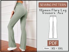 woman flare leg trousers ava sewing pattern