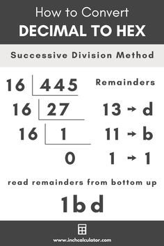 how to convert a decimal to hex with the help of printable instructions