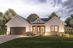 this is a computer rendering of the front elevation of these house plans, which are available for purchase