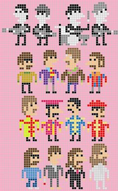 an image of some pixellated people on a pink background