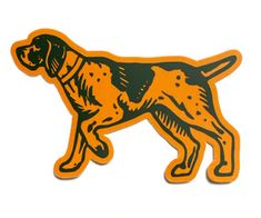 an orange and black dog sticker on a white background