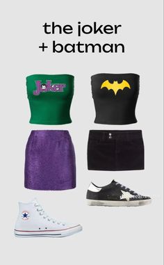 the joker and batman costume is shown with converse shoes