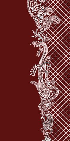 a red background with white lace on it