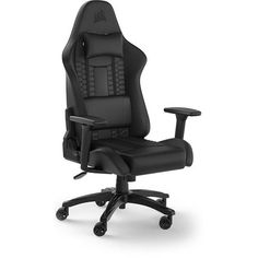 an office chair with black leather upholstered seat and arm rest, viewed from the front