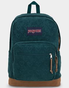 Jansport Right Pack Expressions Corduroy Backpack. The Right Pack Backpack Is A Long-Time Favorite, And For Good Reason. Featuring A Suede Leather Bottom For Extra Durability, A Side Water Bottle Pocket, And An Internal Laptop Sleeve. Something About The Right Pack Just Feels So...right. Product Features:•allover Embossed Heart Details•roomy Main Compartment With Space For All Your Stuff•side Bottle Pocket Blends Perfectly With Your Bag•interior Padded 15 Inch Laptop Sleeve Helps Protect From Bumps And Drops•corduroy Fabric Which Will Distress And Wear Over Time. Suede Bottom•front Pocket Has Built In Organizer And A Zipper Hood To Keep Splashes From Getting In•adjustable Straight Cut Padded Shoulder Straps Provide Comfort For Large Loads•suede Zipper Pulls Add Premium Detail And Ease Of U Jansport Corduroy Backpack, Jansport Right Pack, Wwe T Shirts, Flannel Sweatshirt, Lug Sole Boots, Boys Backpacks, Boys Graphic Tee, Backpacking Packing, Guess Jeans