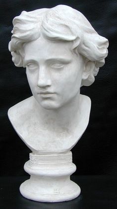 a white marble bust of a young man