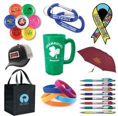 various items that include a hat, umbrella, and other items to be used for st patrick's day