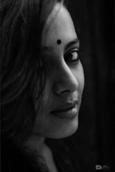 black and white photograph of a woman's face