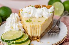 a slice of key lime pie on a plate