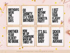 six printables with the words it's my 1st birthday and i'm not