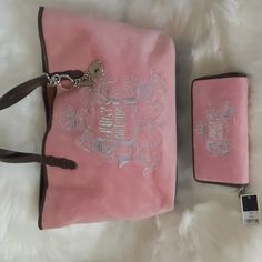 Vintage Juicy Couture Medium Sized Tote And Matching Wallet Set. Bag Is In Euc Wallet Is Nwt Please View All Pics And Video As They Are An Important Part Of The Description. As Is Vintage Juicy Couture Bags, Angel Bag, Vintage Juicy Couture, Dream Bags, Birthday Wishes For Myself, My Shopping List, Bags Vintage, Juicy Couture Bags, Couture Bags