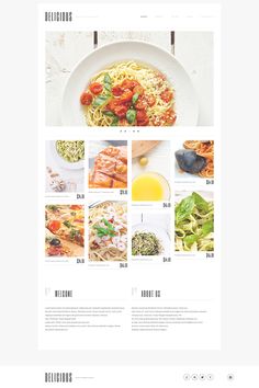 the website is designed to look like it has many different food items on it, including pasta