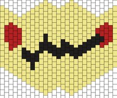 a cross stitch pattern that looks like the face of an evil looking creature with red eyes