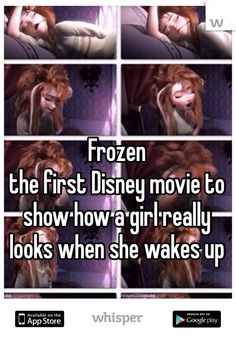 the first disney movie to show how a girl really looks when she wakes up