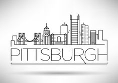 the pittsburgh skyline in black and white royalty - art iste stocking, illustration