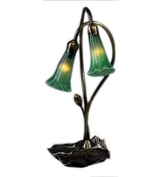 16"h 2-Light Lily Green Green Pond, Pond Lily, Novelty Lamps, Stained Glass Table Lamps, Tiffany Style Lamp, Stained Glass Light, Tiffany Stained Glass, Louis Comfort Tiffany, Stained Glass Lamps