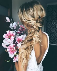 hair, flowers, and braid image Unique Wedding Hairstyles, Wedding Braids, Romantic Wedding Hair, Best Wedding Hairstyles, Beautiful Braids, Wedding Hairstyles Updo, Wedding Updo