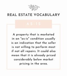 the real estate vocabuary is displayed in an ad for real estatevocably