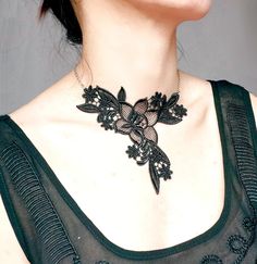 SALE clearance black lace necklace  // statement necklace // gothic vintage victorian style - unique jewelry gift Lacefancy Black Lace Necklace, White Lace Choker, Tattoo Son, Victorian Collar, Black Velvet Choker, Necklace Gothic, Lace Bracelet, Gothic Vintage, Unique Jewelry Gifts