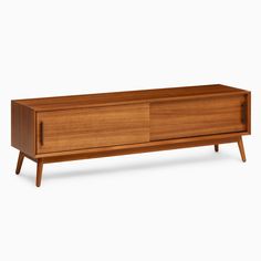 the sideboard is made out of wood and has two doors