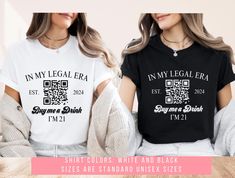 Important: Please notice that the latest day for placing Christmas order is Dec 10. After that, we can't make sure that the orders will arrive in time. Thank you.Get ready to love this 21st Birthday Gift for Her, is the perfect tee for the In My Legal Era Funny, It will make the best gift for 21st Birthday Shirts for Her who loves this 21 Birthday Shirt, 21st Bday Shirt, Gift for 21st Birthday. Made with 100% Airlume combed and ring-spun cotton, a lightweight fabric (4.2 oz/yd² (142 g/m that is 21 Birthday Shirts, 21 Shirt, 21st Birthday Shirts, 21st Birthday Gifts, 21st Birthday, Birthday Gifts For Her, Leisure Wear, Birthday Shirts, White And Black