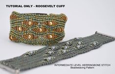 two beaded bracelets sitting next to each other