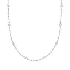 Ross-Simons - 1.00 ct. t. w. Cubic Zirconia Necklace in Sterling Silver. 16". Go for high impact with our long luxurious strand, a 1.00 ct. t. w. bezel-set CZ necklace to drape the neck with sheer dazzle. Sterling silver necklace. CZ weights are diamond equivalents. Diamond Tennis Necklace, Fine Jewelery, Gifts For Your Sister, Zirconia Necklace, Cubic Zirconia Necklace, Cz Necklace, Cz Jewelry, Station Necklace, Traditional Jewelry