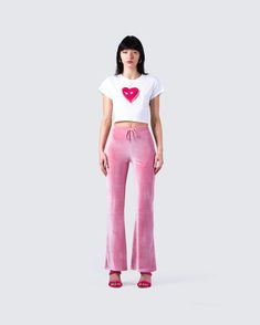 Eliana Pink Flared Pant Pink Flared Pants, Main Character Energy, Recruitment Outfits, Pink Corset, Orange Satin, Outfit Pink, Sit Out, Pink Fur, Netflix And Chill