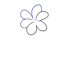 a drawing of a flower on a white background with blue lines in the shape of flowers