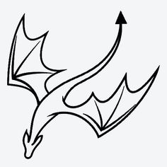 a drawing of a dragon's head with an arrow pointing to the left side