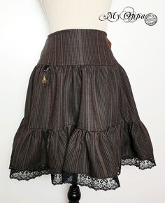 Creations My Oppa 2022 skirt length: mid-length zipper on the side Colors: brown/black (without underskirt)  length from the top of the belt: 49cm available in: Size 36/38/ Your purchase will be shipped by registered Colissimo with insurance. if you have any questions about the size do not hesitate to contact me before buying For countries outside the European Union, additional tax (or customs)  costs may be requested depending on your country. 2022 Skirt, Steam Clothes, Steampunk Skirt, Womens Skirts, Mid Length Skirts, Green Wool, New Wardrobe, Skirt Length, Long Skirt