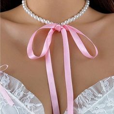 Super Cute And Stylish Ships In 5-10 Business Days Trendy Pearl Chain Choker For Party, White Spring Party Choker, Werewolf Oc, Deer Head Necklace, Coquette Jewelry, Diy Earrings Easy, Bow Choker, Black Velvet Bow, Ribbon Choker