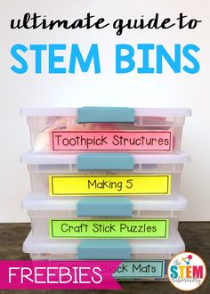 the-ultimate-guide-to-stem-bins Stem Boxes, Early Finisher Activities, Stem Centers, Math Tutoring, Stem Classroom, Bin Labels